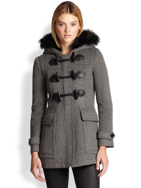 burberry toggle coat grey|burberry brit jacket.